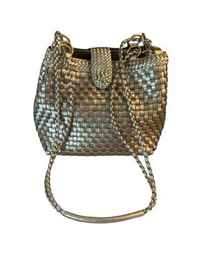 Vintage Warren Reed Purse Women’s Bag Golden Metallic Leather Basket Weave